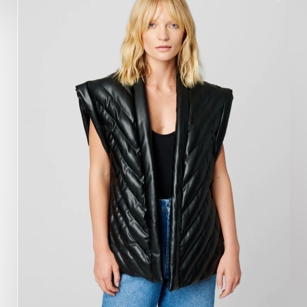 Blank NYC Faux Leather Vest Belted NWT Black Vegan Leather Size XS - Picture 3 of 5
